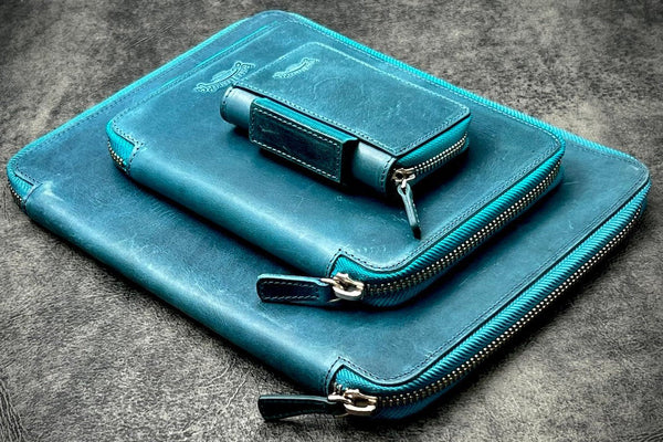 Handmade Black Leather Zippered Folio - 9x11.2 inches | Galen Leather