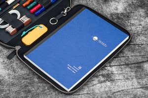 Leather Zippered Leuchtturm1917 B5 & Extra Large Moleskine Folio - Crazy Horse Graphite