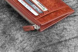 Leather Zippered Mega Mini Wallet - Aged Copper