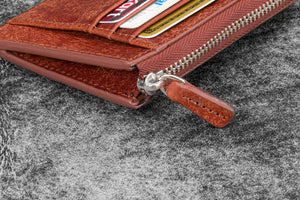 Leather Zippered Mega Mini Wallet - Aged Copper