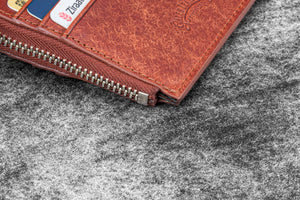 Leather Zippered Mega Mini Wallet - Aged Copper