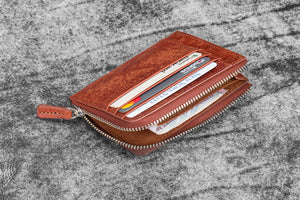 Leather Zippered Mega Mini Wallet - Aged Copper