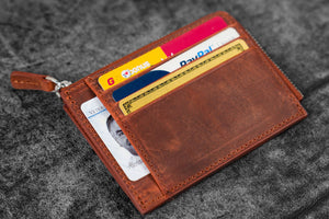 Leather Zippered Mega Mini Wallet - C. H. Orange