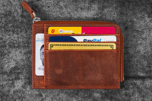 Leather Zippered Mega Mini Wallet - C. H. Orange