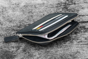 Leather Zippered Mega Mini Wallet - Crazy Horse Graphite