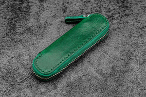 Leather Zippered Single Pen Case for Kaweco - Pocket Pen - Vivianite Green