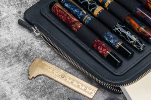 Leather Zippered Writer's Bank Bag - Crazy Horse Graphite