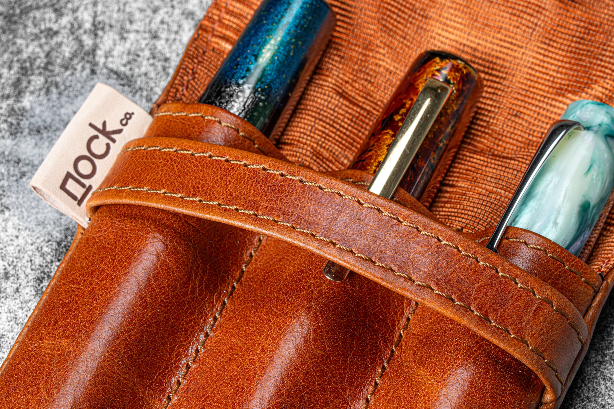TwinFlip Leather Pen Case for 3 Pens - Built-In Airtag | Galen Leather
