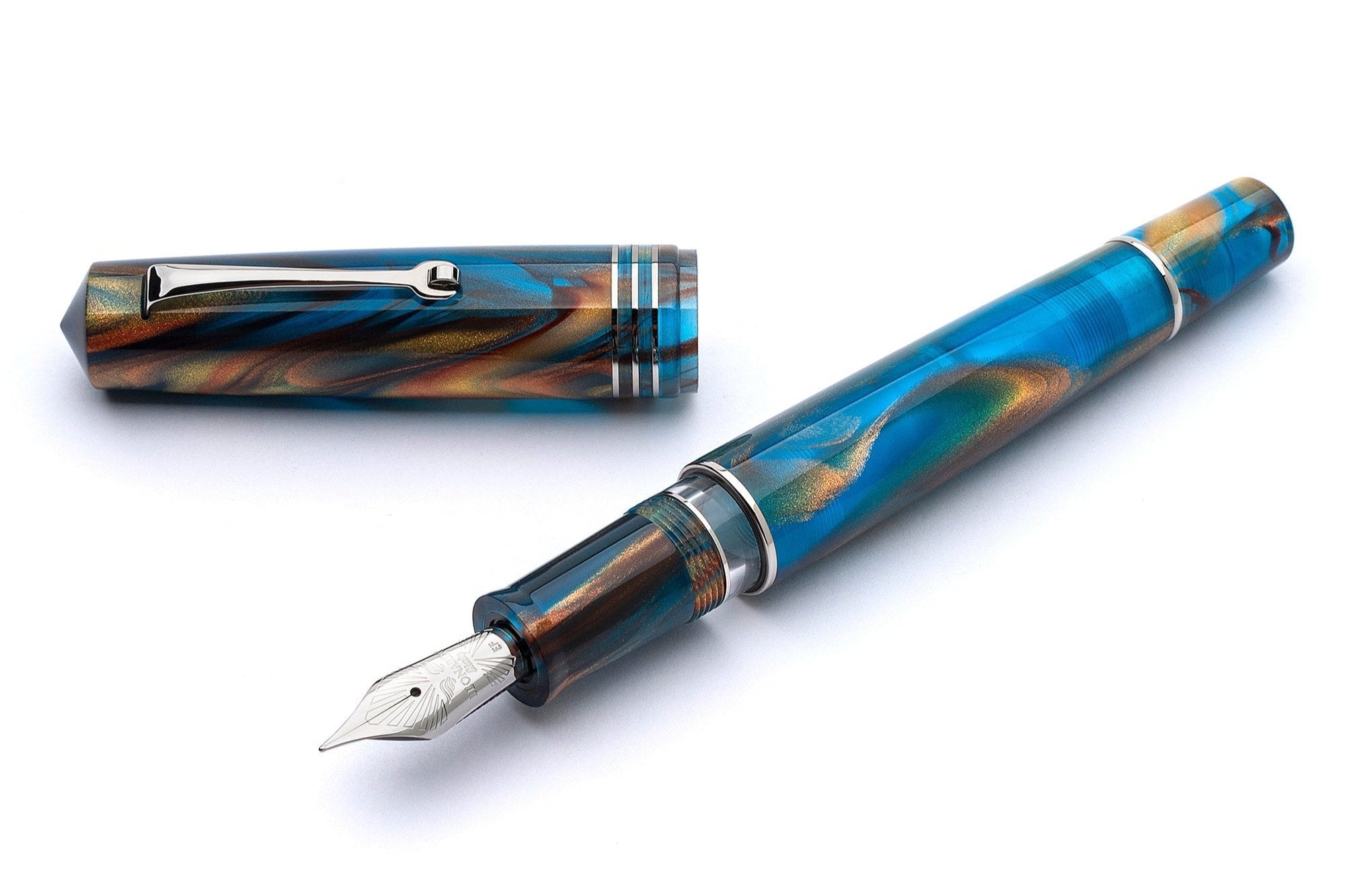 Leonardo - MZG 2.0 Fountain Pen - Stardust Silver Trim - Galen Leather