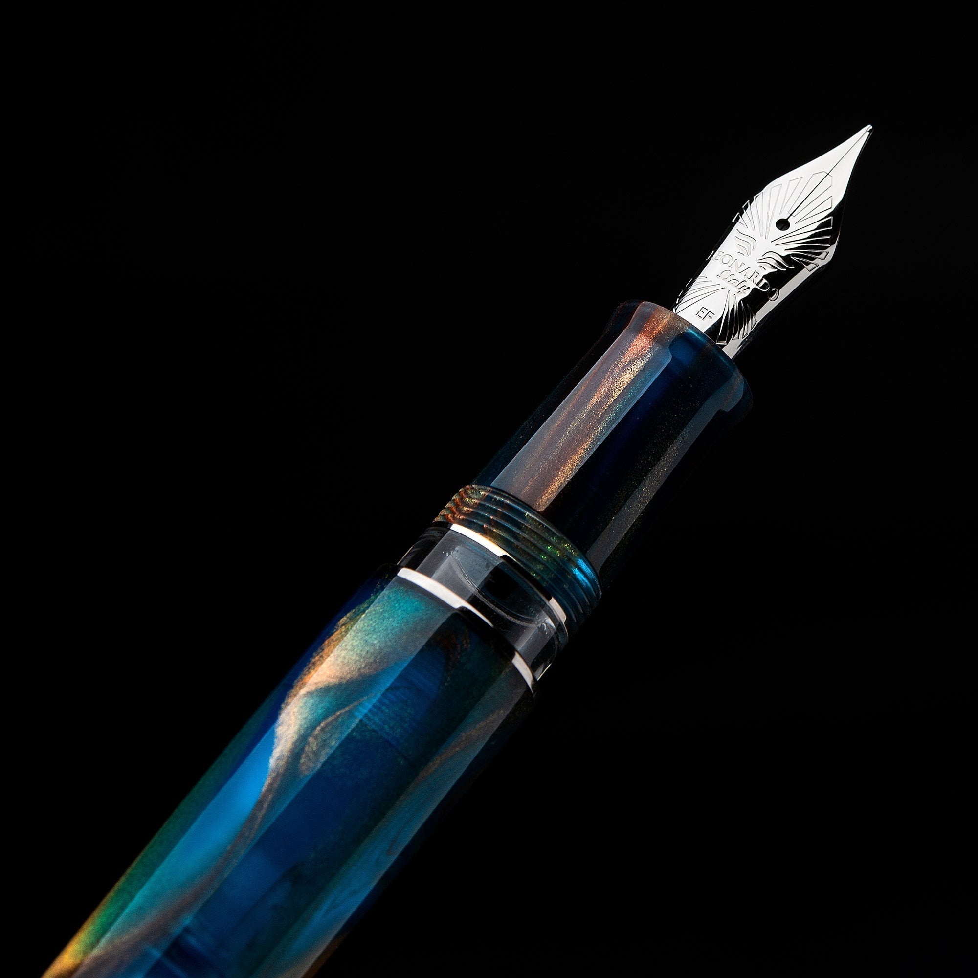 Leonardo - MZG 2.0 Fountain Pen - Stardust Silver Trim - Galen Leather