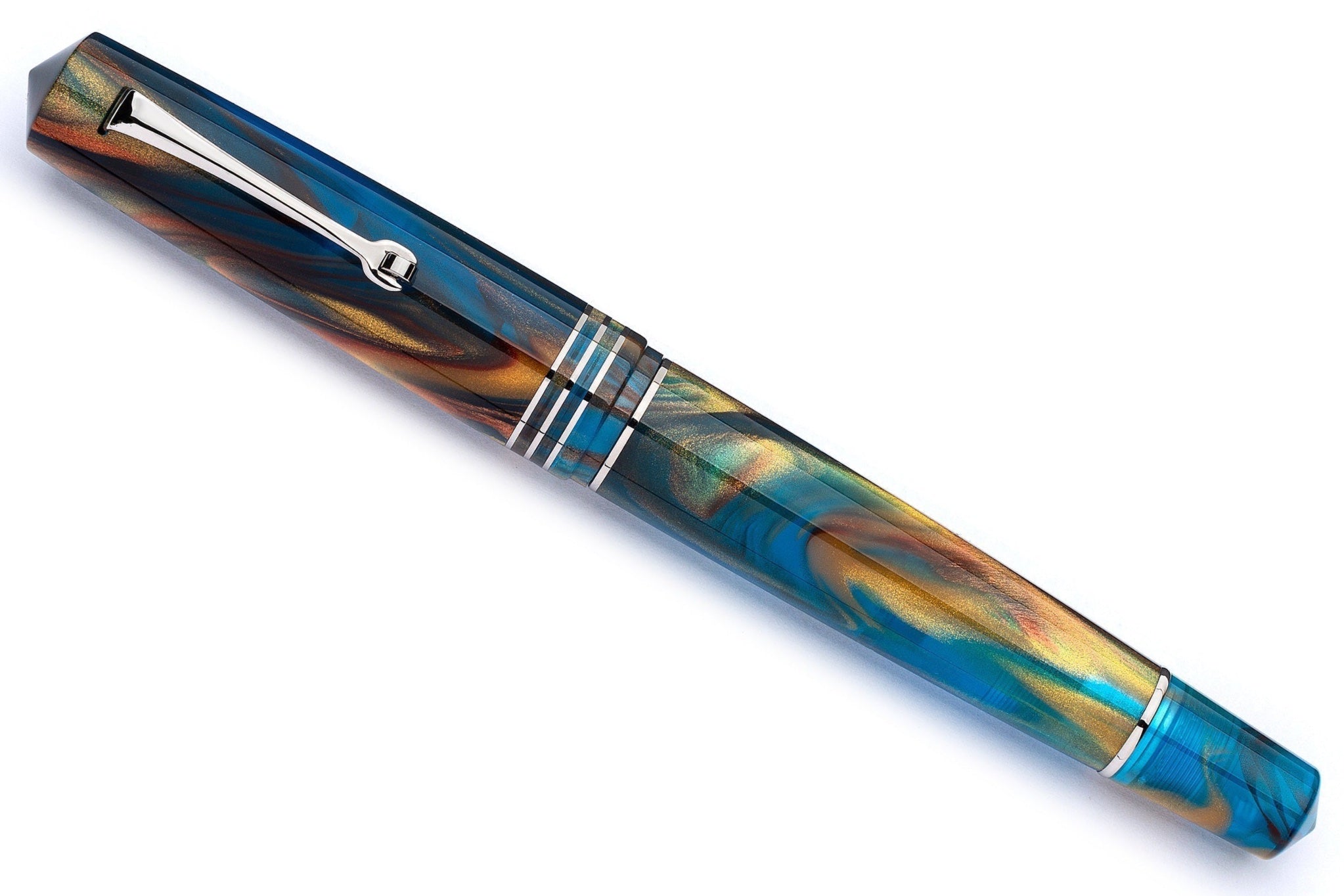 Leonardo - MZG 2.0 Fountain Pen - Stardust Silver Trim - Galen Leather
