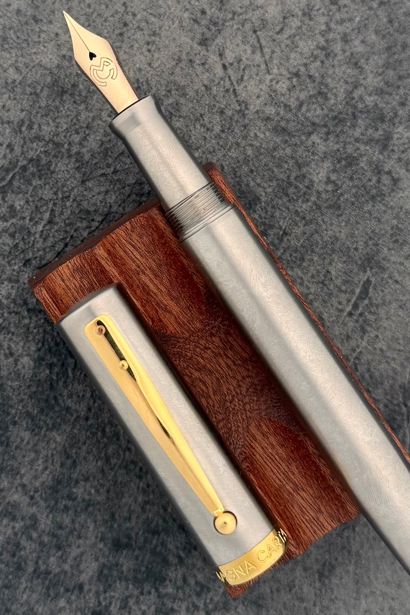 Magna Carta Mag 600 Fountain Pen - Solid Titanium - Galen Leather