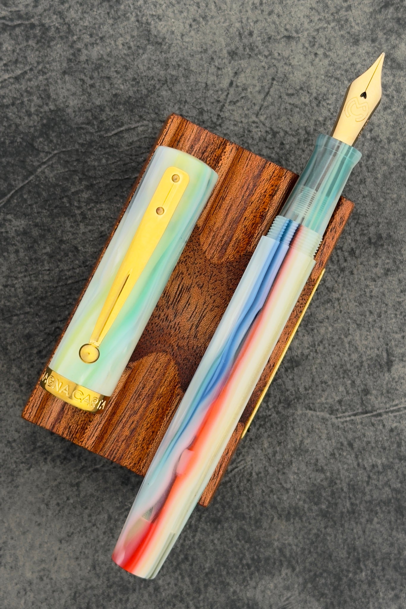 Magna Carta Mag 600 Fountain Pen True Flex Nib - Rainbow Celluloid Acetate