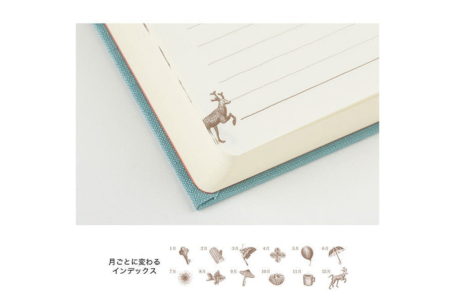 Midori 3 Years Diary - Door Design - Light Blue - Galen Leather