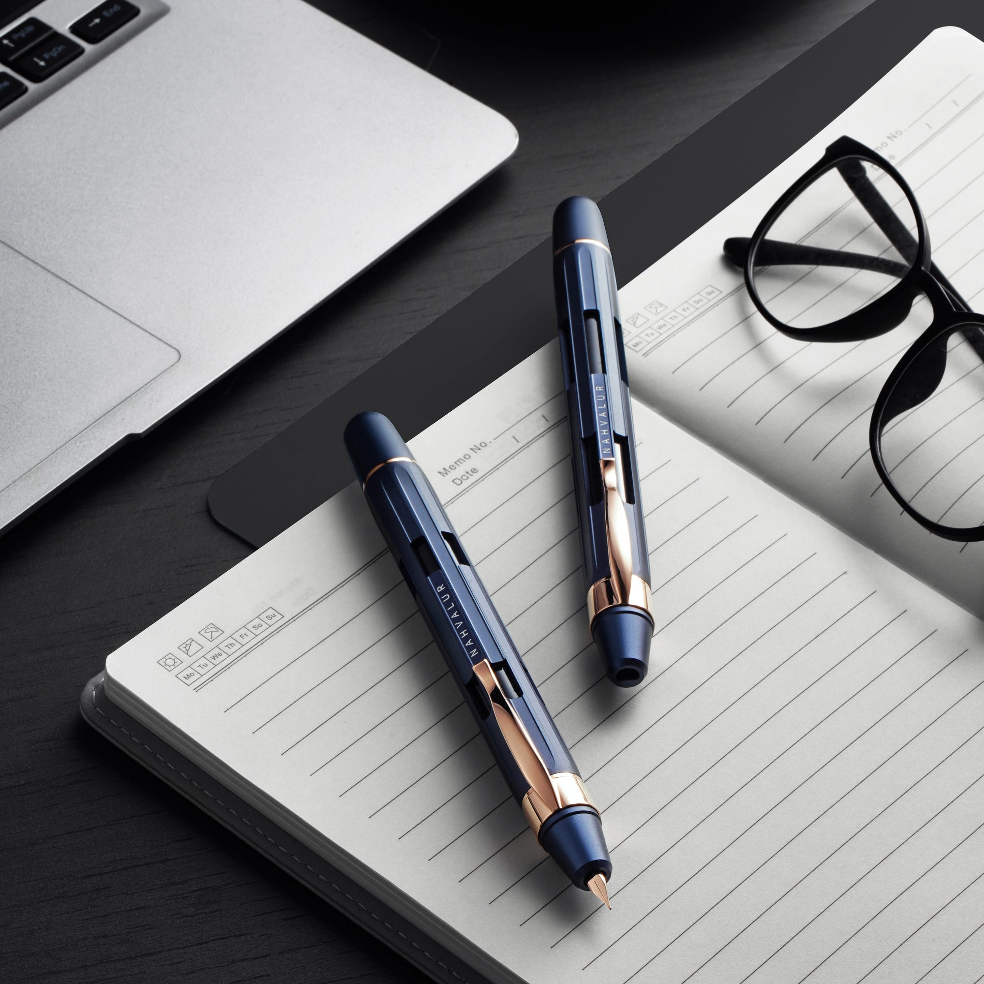 Nahvalur Eclipse Cobalt Rose Gold Fountain Pen