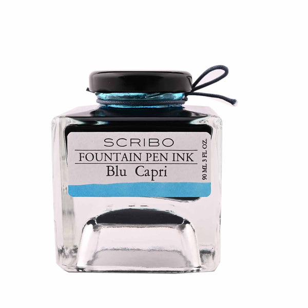 Scribo Blu Capri Ink Bottle, Turquoise - 90ml - Galen Leather