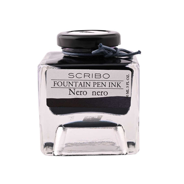 Scribo Nero Ink Bottle, Black - 90ml - Galen Leather