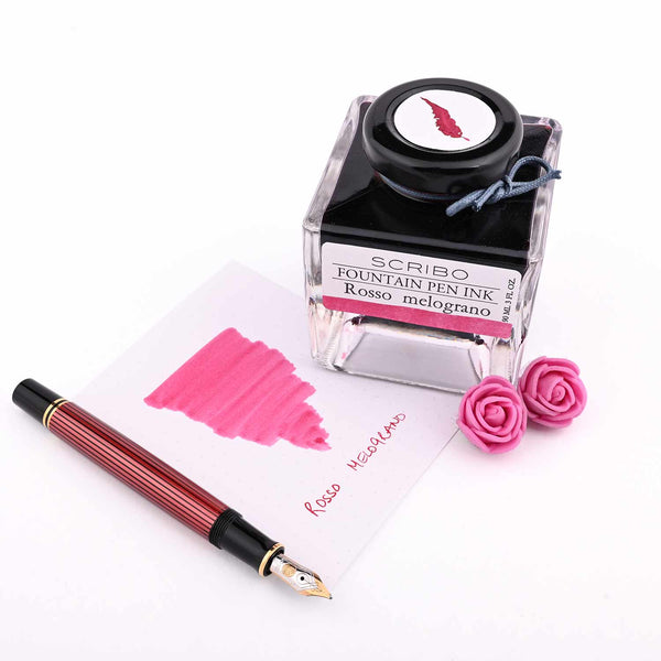 Scribo Rosso Melograno Ink Bottle- Red - 90ml - Galen Leather