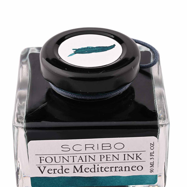 Scribo Verde Mediterraneo Ink Bottle, Turquoise - 90ml - Galen Leather