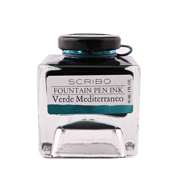 Scribo Verde Mediterraneo Ink Bottle, Turquoise - 90ml - Galen Leather