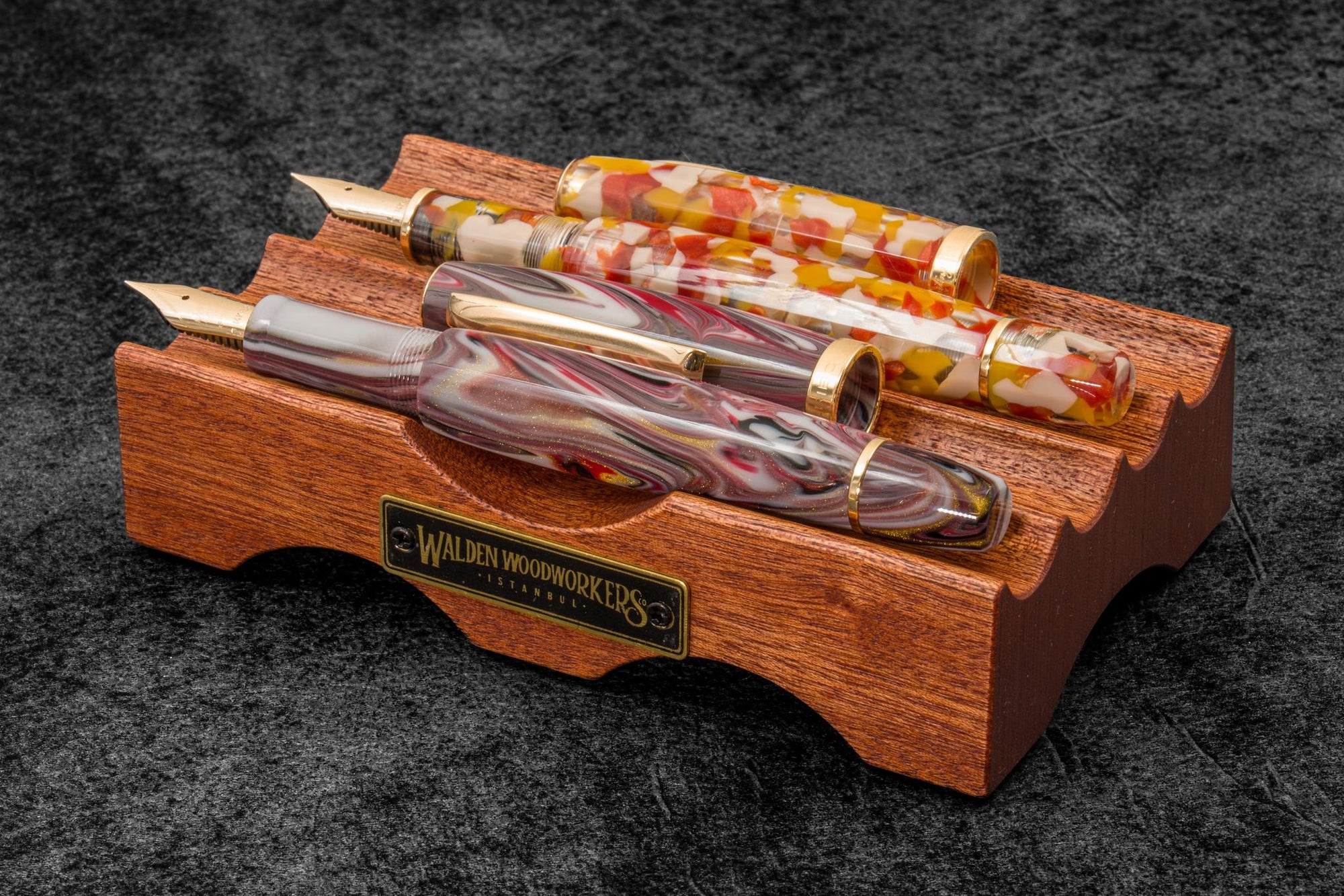 The Pen Bridge - Wooden Fountain Pen Stand - Mahogany