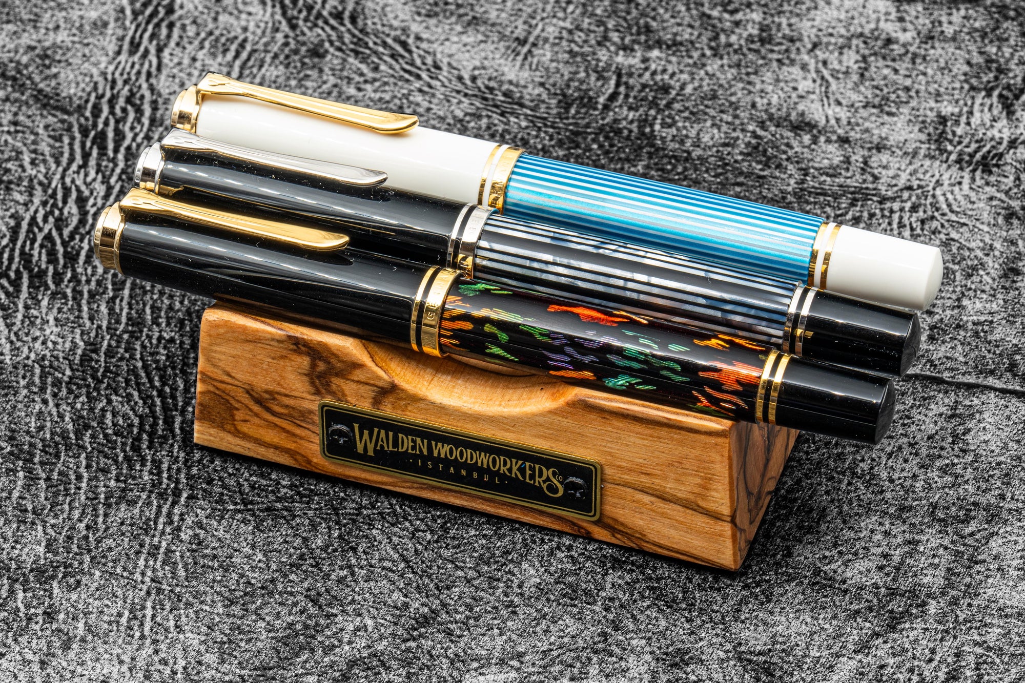 The Pen Rest' - Olive Wood Pen Stand | Galen Leather