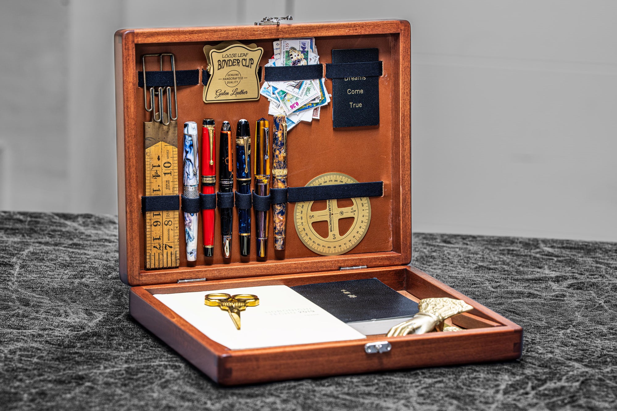 筆記具 Walden Woodworkers The Writing Box Thuja The Writing Box Burl Wood Special Edition - Galen Leather