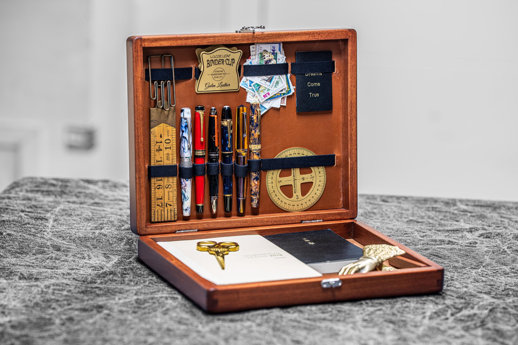 Writing Instruments Box The Writing Box Burl Wood Special Edition - Galen Leather