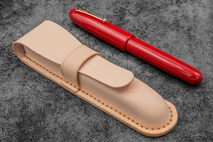 Leather Flap Pen Case - For Oversized Pens & Namiki Emperor - Undyed Leather-