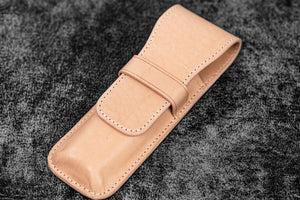 Leather Flap Pen Case for Two Pens - Undyed Leather