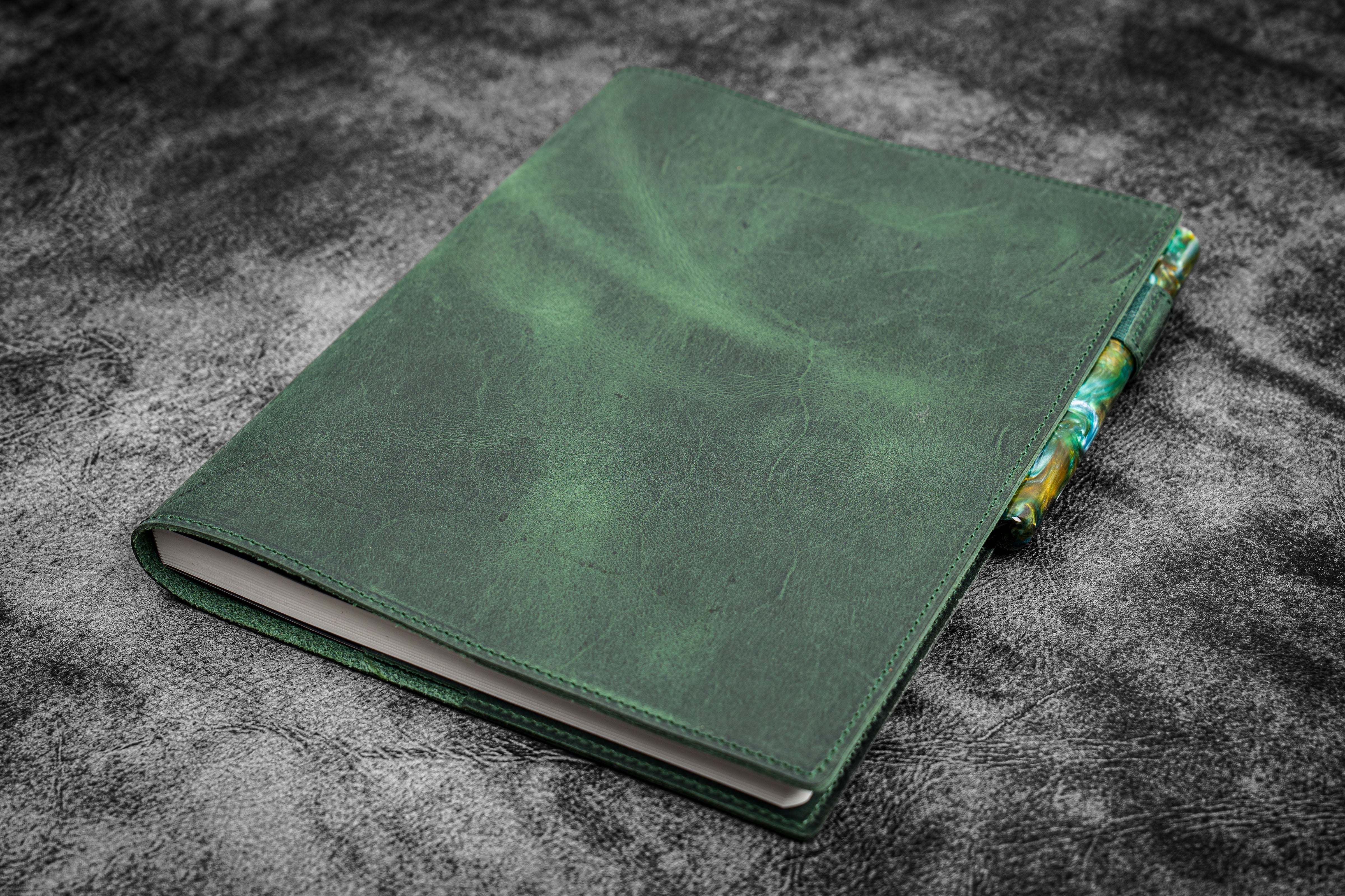 Leather Slim B5 Notebook / Planner Cover - Forest Green -Galen Leather