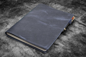 Leather Slim B5 Notebook / Planner Cover - Crazy Horse Navy Blue