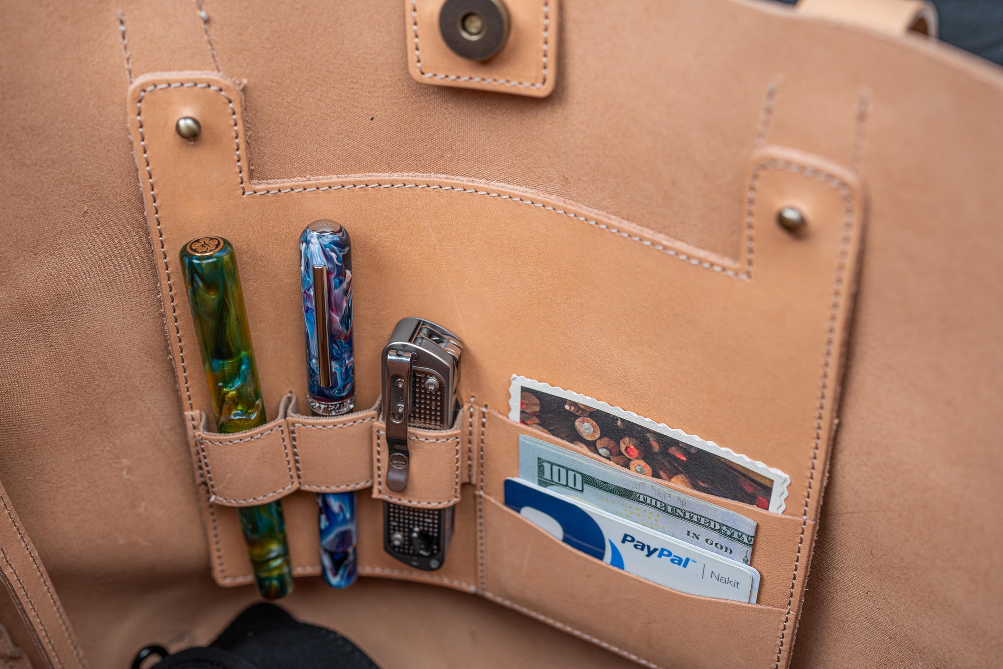 Les six “TAXED dyed leather bag” Les six “TAXED dyed leather bag” Leather Tote Bag - Limited