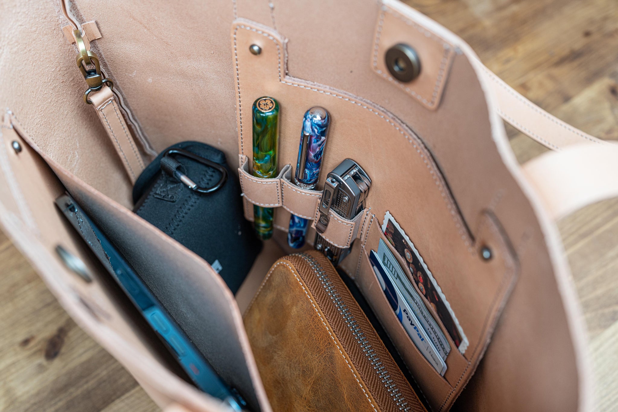 Handmade Leather Tote Bag - Crazy Horse Tan - Galen Leather