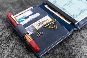 Leather Wallet Insert for Traveler's Notebook - Passport Size - Crazy Horse Navy Blue