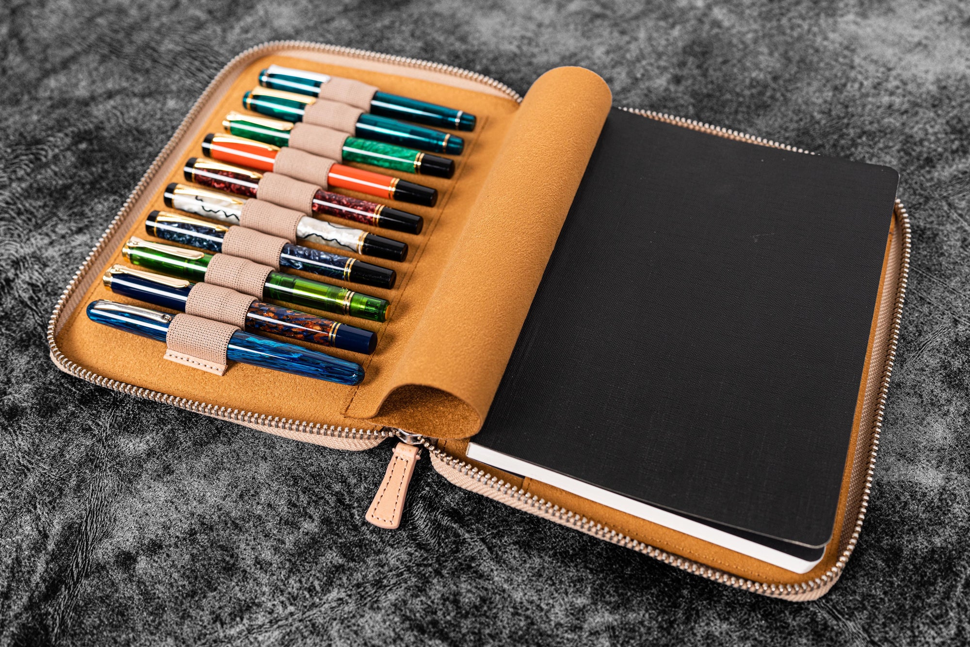 LUCRIN - Pencil Case - Saffron - Goat Leather