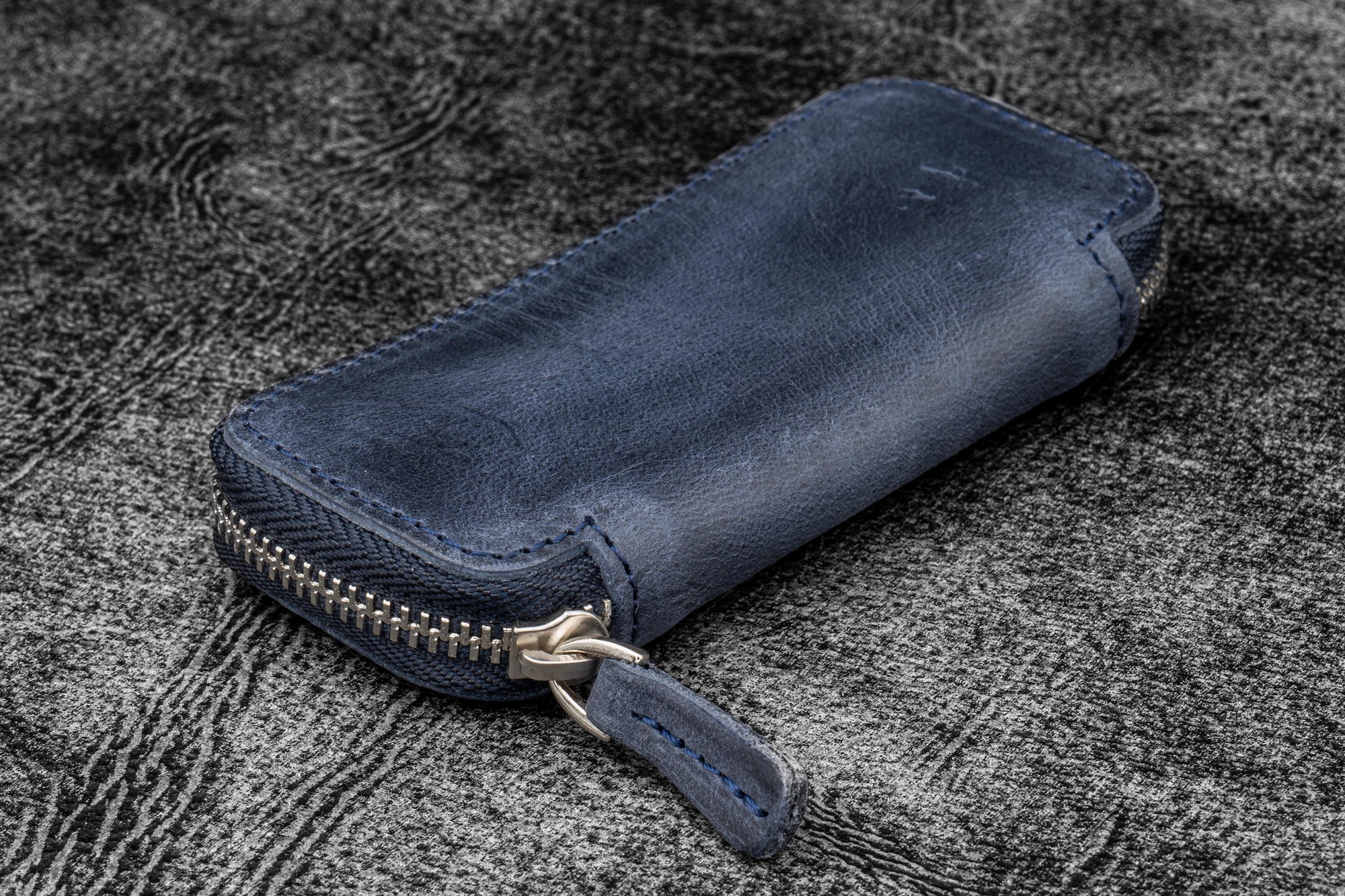 Handmade Purple Leather Zippered Double Pen Case for Kaweco Pens