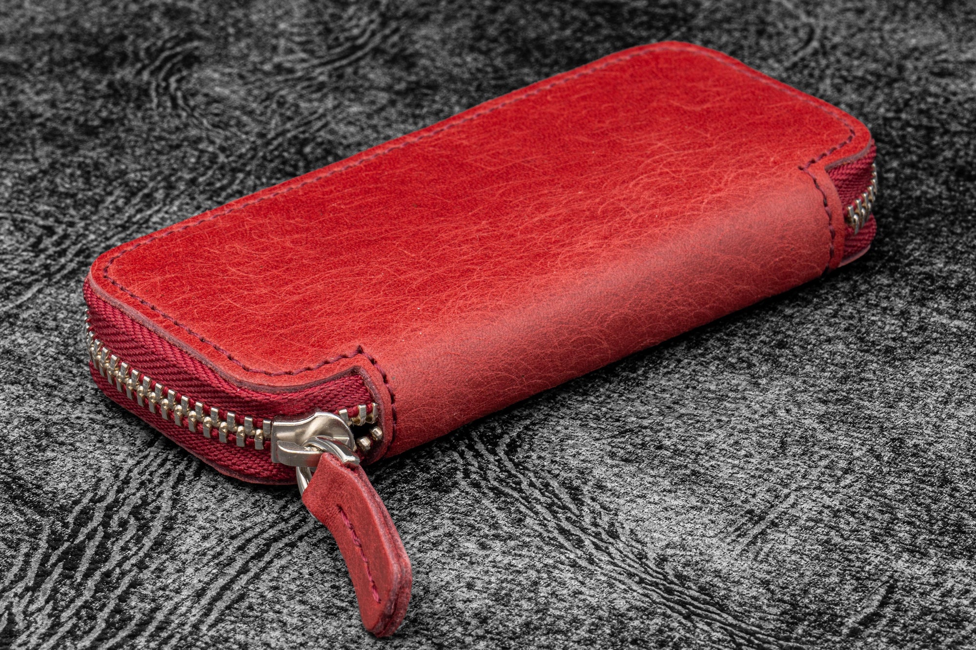 FINDING THE PENPEN バック 他 Handmade Purple Leather Zippered Double Pen Case for Kaweco Pens