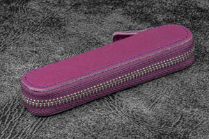 Leather Zippered Single Pen Case for Kaweco - Pocket Pen - Purple-