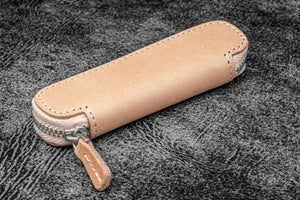 Leather Zippered Single Pen Case for Kaweco - Pocket Pen - Undyed Leather-
