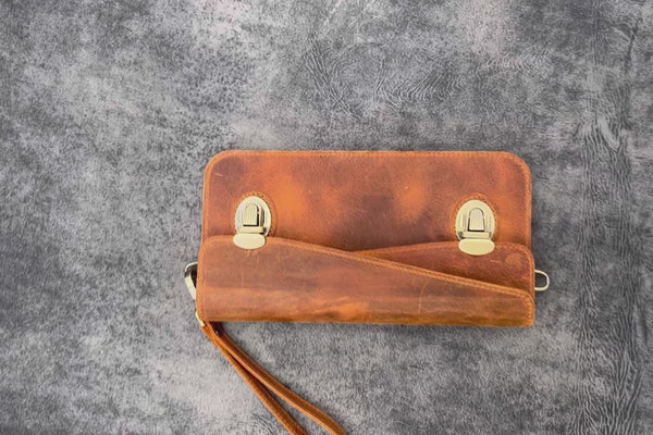 Leather Accordion Pouch / Bag - Black | Galen Leather