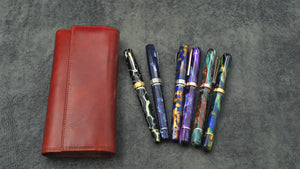 The Writer’s Pen Wrap - 6 Slots Pen Case - Deep Cognac