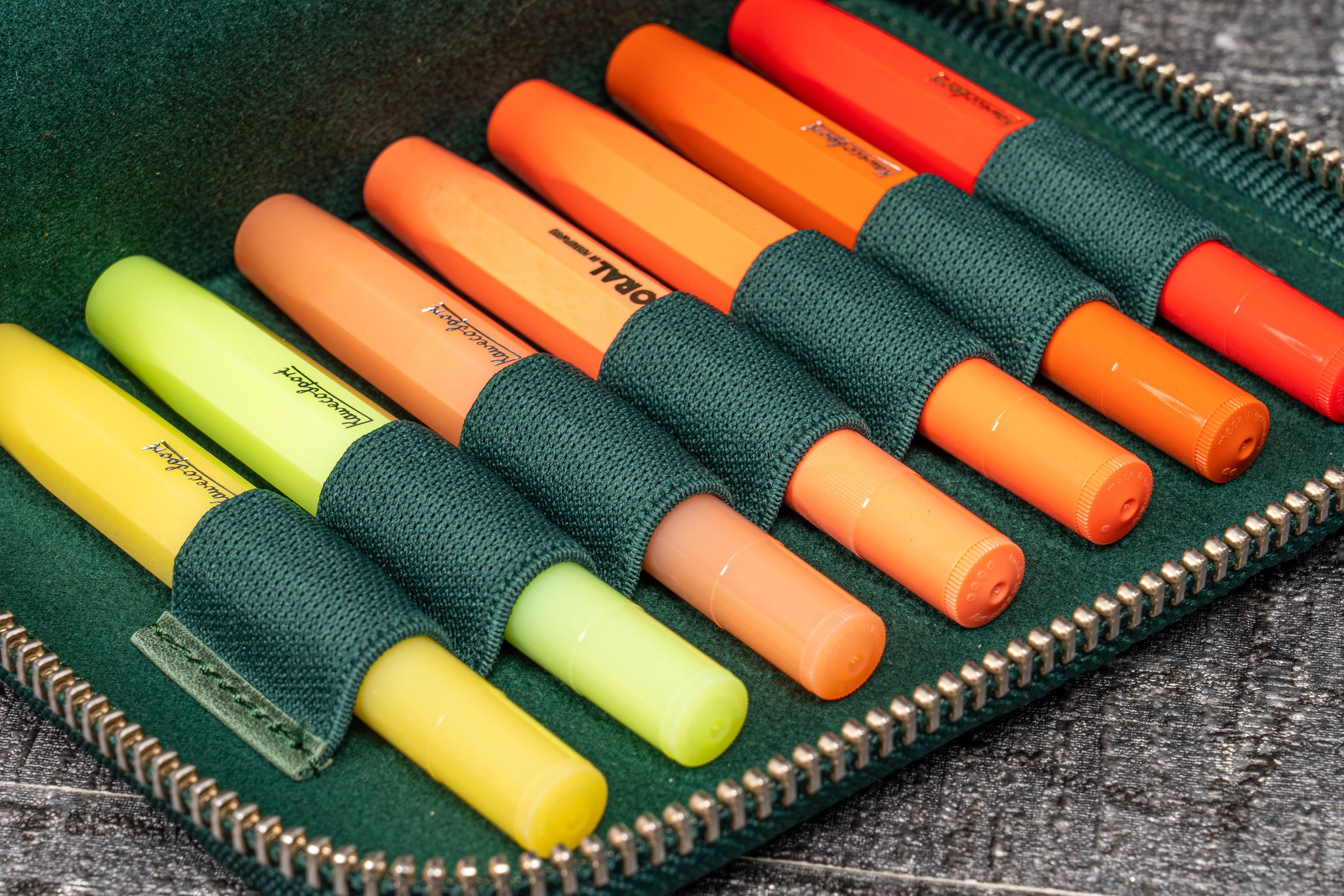 Handmade Leather Zippered 10 Slots Pen Case - Black - Galen Leather