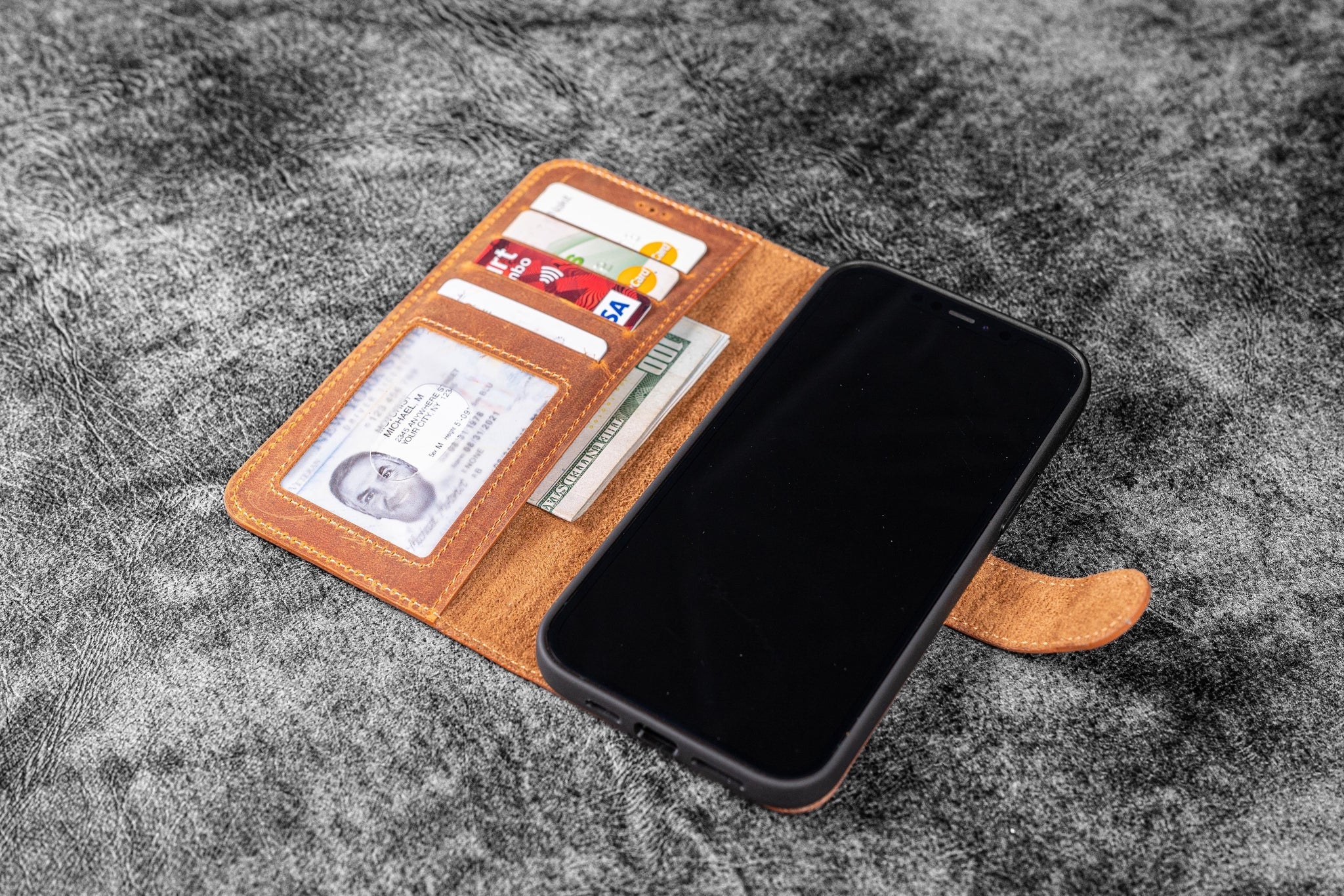 Galen Leather iPhone 12 / iPhone 12 Pro (6.1) Leather Wallet Case