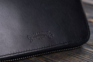 Leather Zippered A5 Leuchtturm1917 Notebook Folio - Black-Galen Leather
