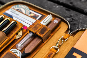 Leather Zippered A5 Leuchtturm1917 Notebook Folio - Crazy Horse Brown-Galen Leather