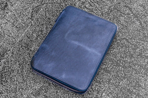 Leather Zippered A5 Leuchtturm1917 Notebook Folio - Crazy Horse Navy Blue-Galen Leather