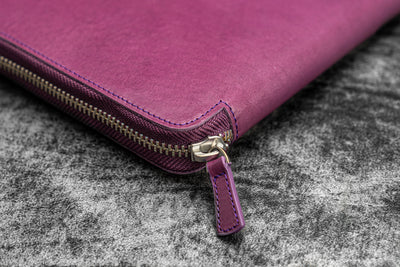 Leather Zippered A5 Leuchtturm1917 Notebook Folio - Purple - Galen Leather