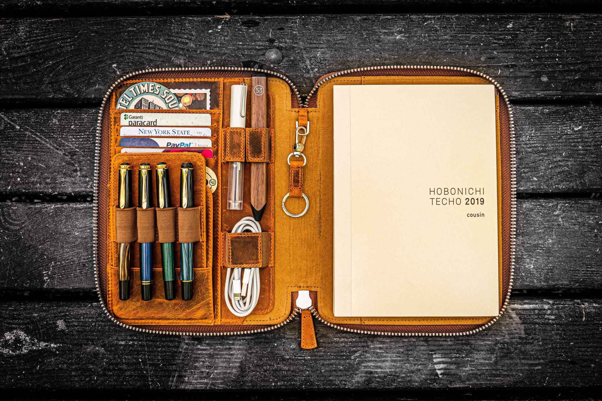Leather Hobonichi Cousin A5 Planner Cover - Crazy Horse Forest