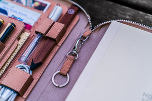 Leather Zippered Hobonichi Cousin A5 Planner Folio - Undyed Leather-Galen Leather